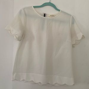 Versatile Scalloped White Blouse
